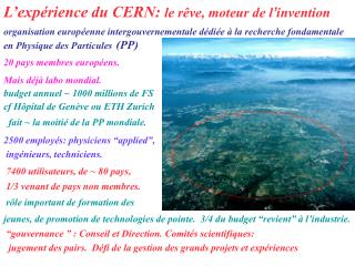 L’expérience du CERN: le r êve, moteur de l ’ invention