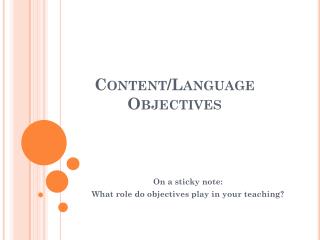 Content/Language Objectives