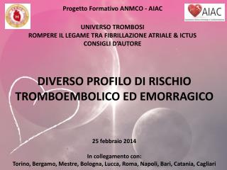DIVERSO PROFILO DI RISCHIO TROMBOEMBOLICO ED EMORRAGICO