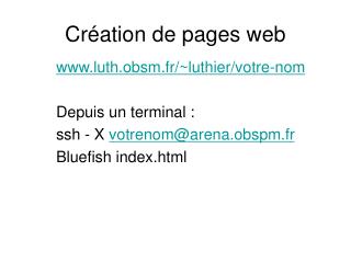 Création de pages web