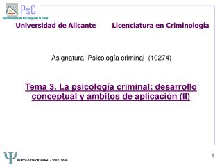 Universidad de Alicante Licenciatura en Criminología