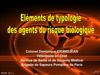 Colonel Dominique GRANDJEAN Vétérinaire en Chef Service de Santé et de Secours Médical