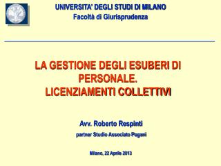 UNIVERSITA’ DEGLI STUDI DI MILANO