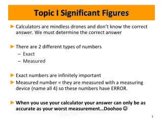 Topic I Significant Figures