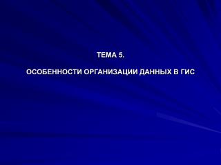 ТЕМА 5. ОСОБЕННОСТИ ОРГАНИЗАЦИИ ДАННЫХ В ГИС