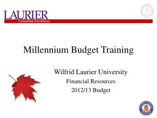 Millennium Budget Training