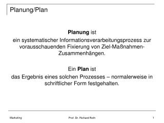 Planung/Plan