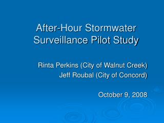 After-Hour Stormwater Surveillance Pilot Study