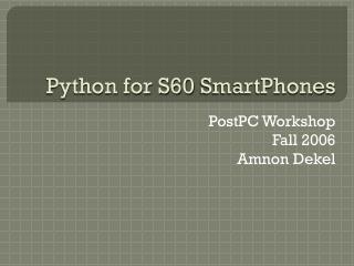 Python for S60 SmartPhones