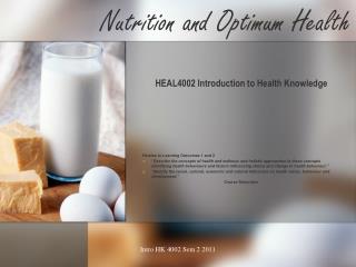 Nutrition and Optimum Health