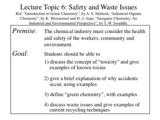 Toxicity of Chemicals in the Environment