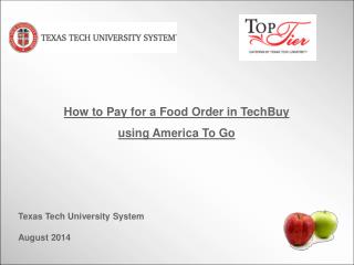 How to Pay for a Food Order in TechBuy using America To Go