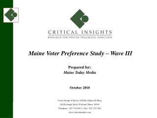 Maine Voter Preference Study – Wave III