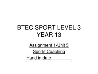 BTEC SPORT LEVEL 3 YEAR 13