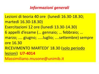 Informazioni generali