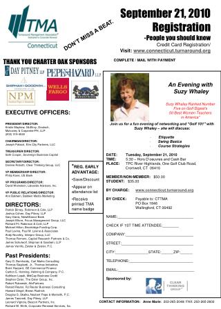 Join us for a fun evening of networking and “Golf 101” with Suzy Whaley – she will discuss: