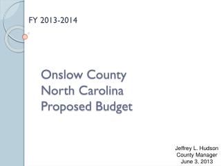 Onslow County North Carolina P roposed Budget
