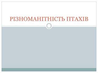 РІЗНОМАНІТНІСТЬ ПТАХІВ