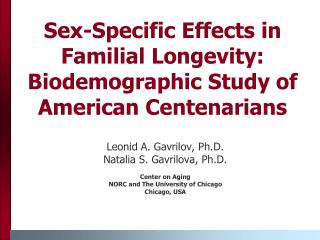 Sex-Specific Effects in Familial Longevity: Biodemographic Study of American Centenarians