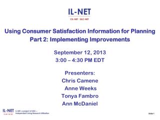 Using Consumer Satisfaction Information for Planning Part 2: Implementing Improvements
