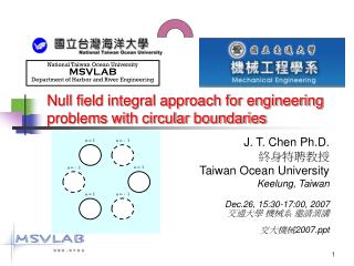 Null field integral approach for engineering problems with circular boundaries