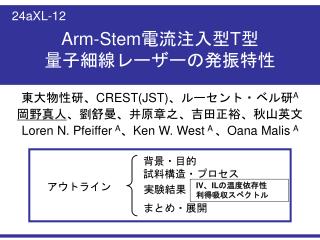Arm-Stem 電流注入型 T 型 量子細線レーザーの発振特性