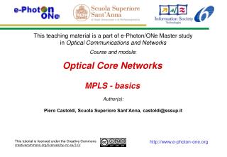 Optical Core Networks MPLS - basics