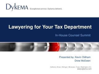 Lawyering for Your Tax Department