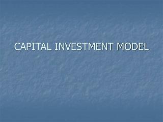 CAPITAL INVESTMENT MODEL