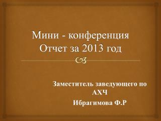 Мини - конференция Отчет за 2013 год