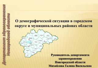 Руководитель департамента здравоохранения Новгородской области Михайлова Галина Васильевна