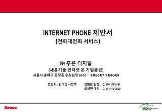 INTERNET PHONE 제안서 ( 전화대전화 서비스 )