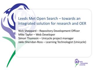 Leeds Met Open Search – towards an integrated solution for research and OER