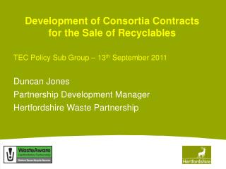 Development of Consortia Contracts for the Sale of Recyclables