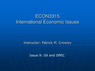 ECON3315 International Economic Issues