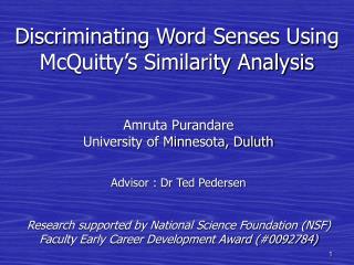 Discriminating Word Senses Using McQuitty’s Similarity Analysis