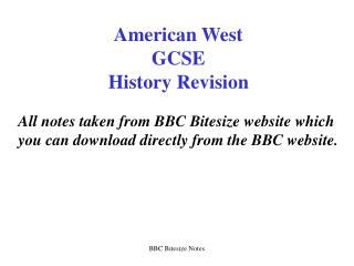 American West GCSE History Revision