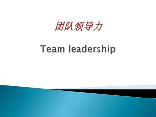 团队领导力 Team leadership