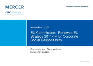 EU Commission: Renewed EU Strategy 2011-14 for Corporate Social Responsibility