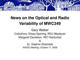 News on the Optical and Radio Variability of MWC349