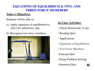 EQUATIONS OF EQUILIBRIUM &amp; TWO- AND THREE-FORCE MEMEBERS