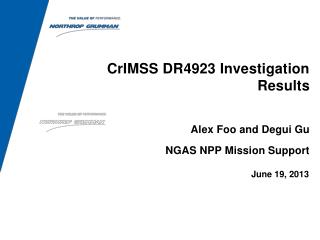 CrIMSS DR4923 Investigation Results