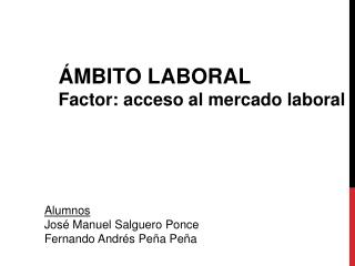 ÁMBITO LABORAL Factor: acceso al mercado laboral