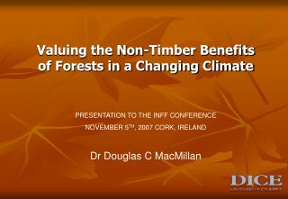 Valuing the Non-Timber Benefits of Forests in a Changing Climate