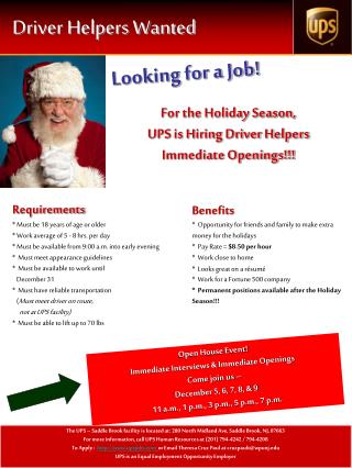Driver Helpers Wanted