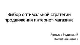 Выбор оптимальной стратегии продвижения интернет-магазина