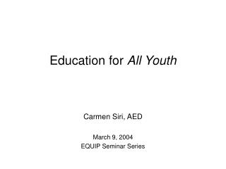 Education for All Youth