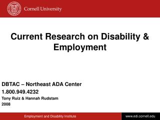 Current Research on Disability &amp; Employment