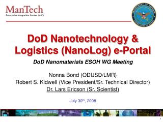 DoD Nanotechnology &amp; Logistics (NanoLog) e-Portal