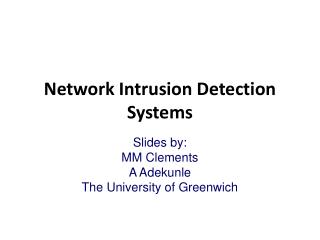 Network Intrusion Detection Systems